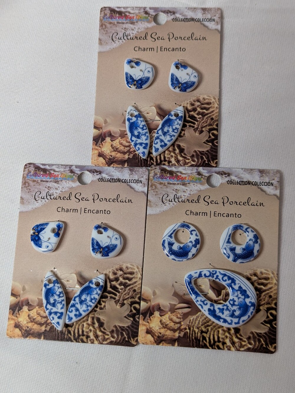 Cultured Sea Porcelain Charms Set Of 3 Brand New